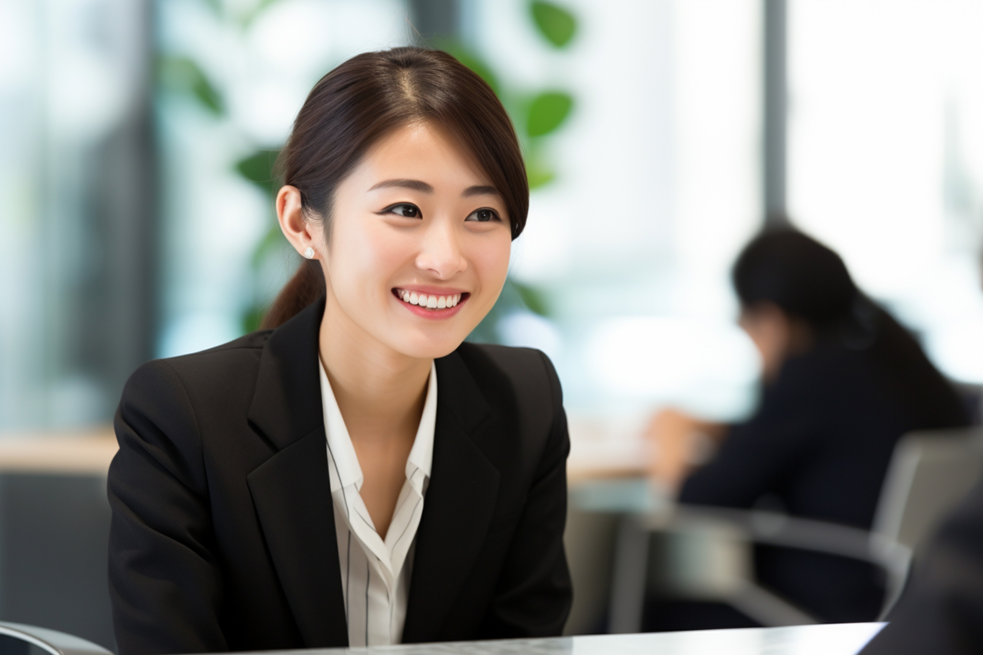 面談する女性