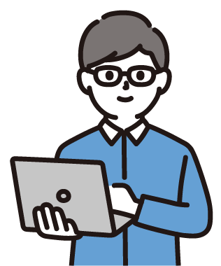 男性がパソコンを持っているイラスト