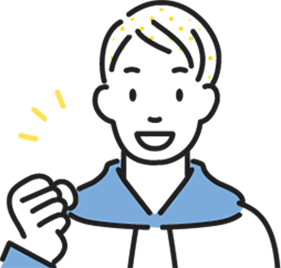 笑顔でガッツポーズをしている男性のイラスト