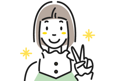 笑顔でピースをしてい女性のイラスト