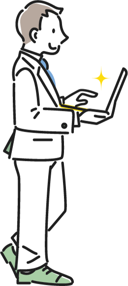 パソコンを操作しているエンジニア（男性）のイラスト