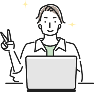 エンジニアがピースサインをしているイラスト