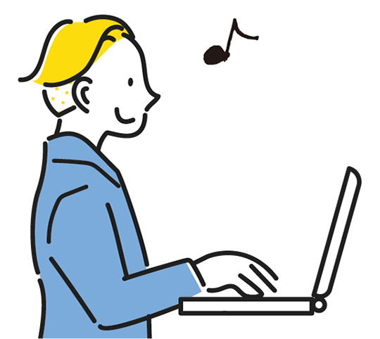 フリーランスエンジニアがパソコンを見て案件を見つけた様子のイラスト